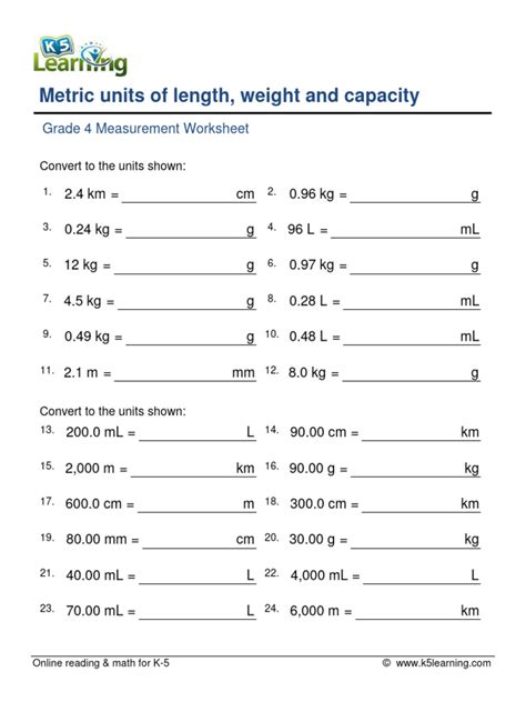 Length Convertion Worksheet に対する画像結果