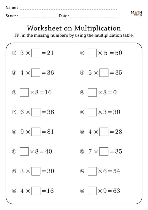 Image result for 3rd Grade Math Worksheets Multiplication 1-10