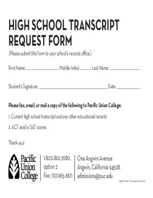 Image result for All School Transcript Request Form