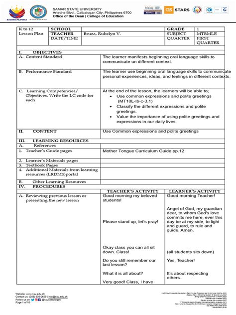 Image result for Good Lesson Plan Format