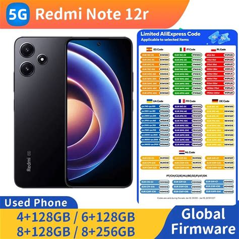 Redmi Note 12R 5G 6.79インチ 8GB ROM 256GB 2460X1080px Snapdragon 4 Gen 2 50MP 5000Mah 18W 中古携帯電話