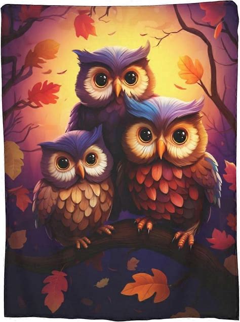 Cute Owl Blanket Gifts For Adults Kids Women Soft Warm Lightweight Cozy Animal O 40x30in