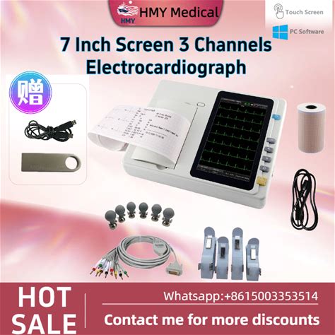 7" Touch Screen 12-Lead 3-Channel Ecg Machine-Portable