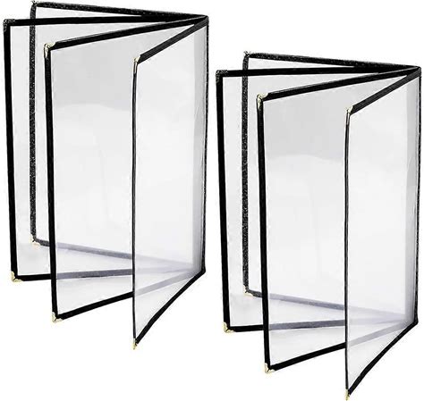 Menu Covers 8.5 X 11 Inch Restaurant Menu Holder 2PCS 4 Page 8 View Transparent Menu Sleeve,Fits A4 Size Paper Transparentblack