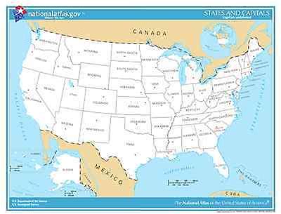 Usa States And Capitals (Capitals Unlabeled) Laminated Wall Map