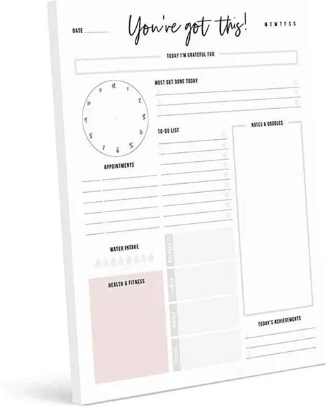 Desk Planning Tear Off Pad With Schedule Notepad Printable 7 Day Planner