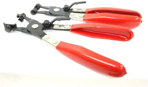 2Pc Hose Clamp Pliers Tool Ratchet Locking Flat Band Ring Spring Type