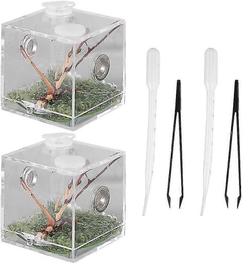 Snail Terrarium Snake Terrarium Tank Spider Feeding Box Reptile Feeding Box Spider Breeding Box-Good 5.2x5.2x5.2cm