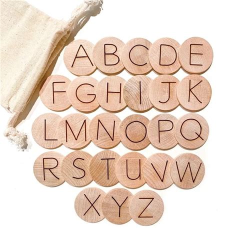 Full Capital Alphabet Wood Discs Montessori Alphabet Flash Cards