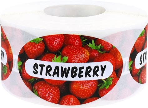 Strawberry Grocery Store Food Labels | 1.25 X 2" Inch Oval Shape | 500
