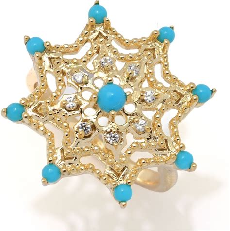 Passport To India "Sheesh Mahal" Sleeping Beauty Turquoise & Zircon Star Ring