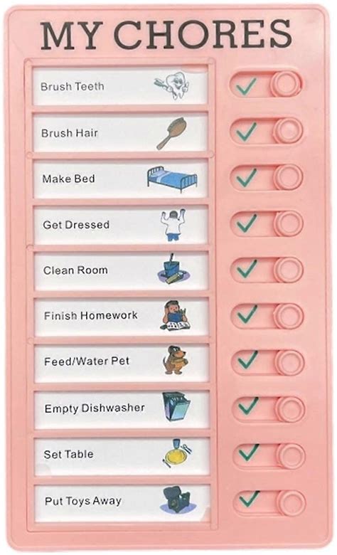 Daily Routine Chart For Kids Reusable Visual Schedule Board Time Management Board For Children Toddler Daily Scheduling English Version Pink