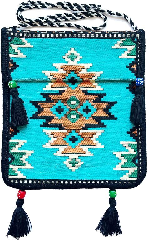 Anatolian Oriental Authentic Patterned Messenger Bag Heybe Saddlebag Apache Turquoise