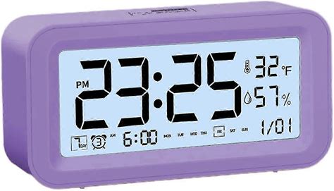Digital Electronic Clock LED Display Electronic Clock Stereo Digital Display Snooze Alarm Clock 12/24H Change Countdown Time FAN1193 2025 Purple