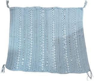 Handmade Knit Baby Blue Baby Blanket Nursery Wrap Throw