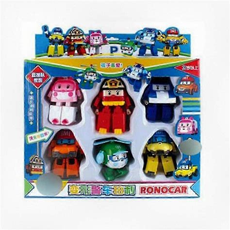 6 in 1 Korean Animation Robocar Poli Transforming Toy Cars Set, Cartoon Robot Vehicle Collection For Kids Play 83168-6