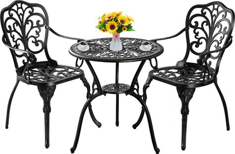 Withniture Cast Aluminum Outdoor Bistro 3 Piece Set,Patio Bistro Sets
