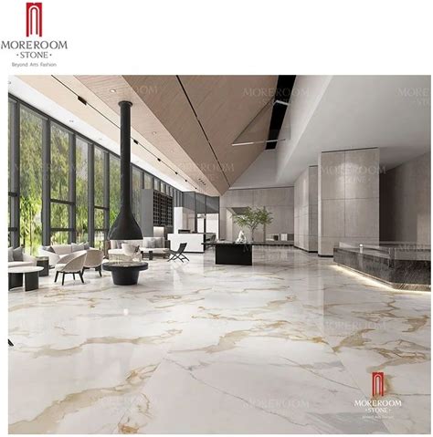 White Marble Calcutta Gold Large Format Porcelain Floor Tiles