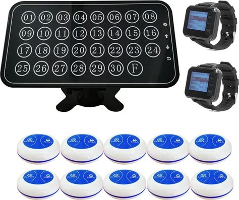 Restaurant Calling System Wireless Waiter Service Call Bell Button Table Pager System Wrist Pager Support To Add More Buttons
