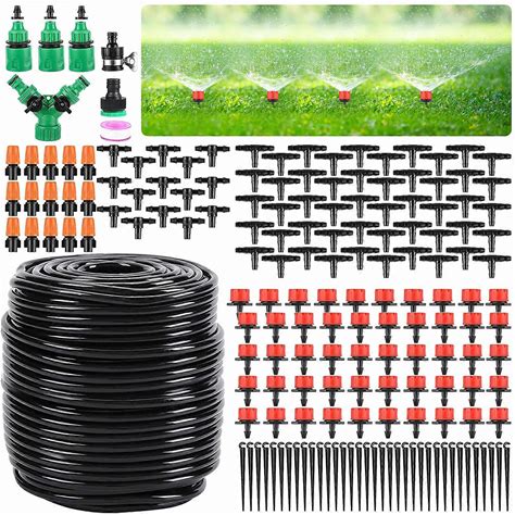 Garden Drip Irrigation kit,164ft/50m Greenhouse Micro Automatic Drip Irrigation System Kit With 1/4 Inch 1/2 Inch Blank Distribution Tubing Hose Ad...