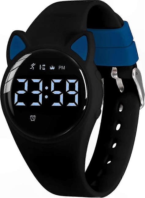 Digital Sports Watch For Kids 5-12, Fitness Tracker With Alarm And Stopwatch, Waterproof Smartwatch For Boys And Girls 23-Blackblue-Y