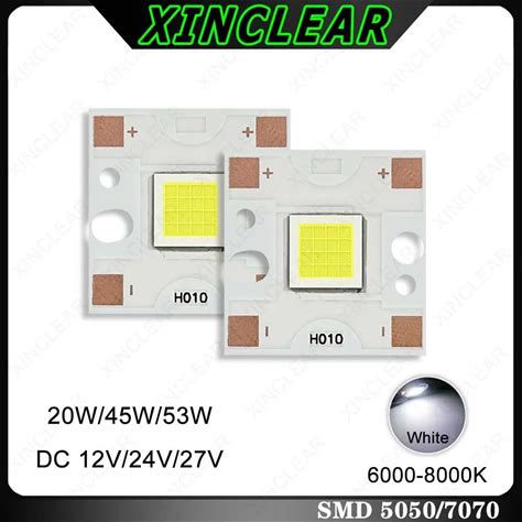 高輝度 5050 7070 LED チップホワイト 6000-8000K 20W 45W 53W DC12V 24V 直径 18/20 ミリメートルランプビーズボード DIY