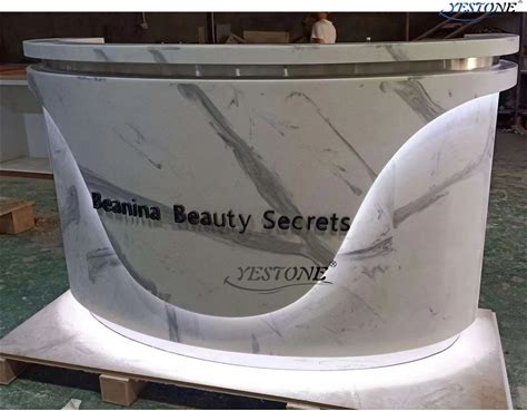 Yestone Luxury Grey Marble Office Counter Automotive Service Desk Small Customer Service Desk Supermarket Service Desk