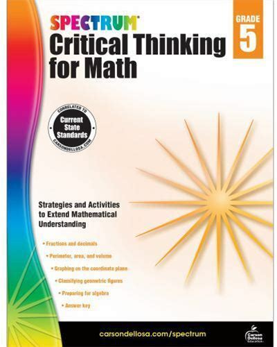 Spectrum 5th Grade Critical Thinking Math Workbooks, Ages 10 To 11,
