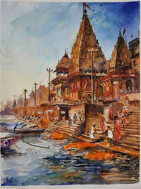 Banaras - The Place Where The Soul Meets Lord Shiva | Water Colour On Paper | By Priya Ghosh | Exotic India Art