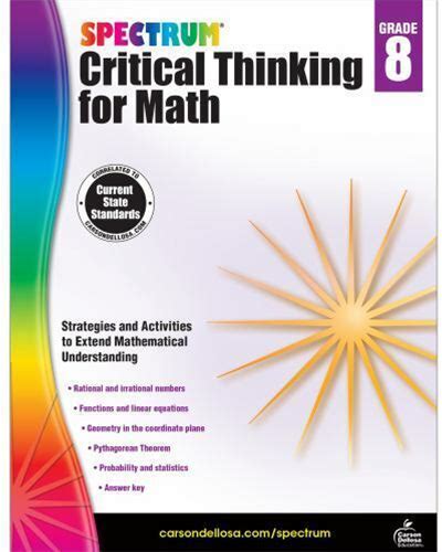 Spectrum Critical Thinking For Math, Grade 8, Paperback By Spectrum