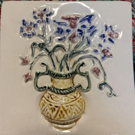 Vtg Lot Of 12 Decorative 6”X6”X3/8” Square Ceramic 3D Wall Art Tile