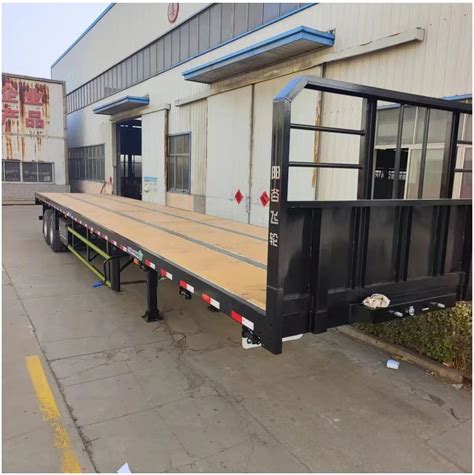 Made In China 2 Axis Flatbed Trailer Wooden Floor Container Raw Wood Carrier Box Cargo Shipping Factory Custom Cheap Price