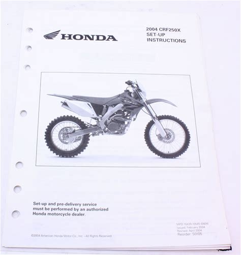 Original Honda 2004 Crf250x Setup Instructions + Wiring Diagram