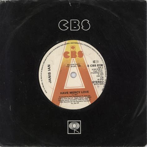Janis Ian Have Mercy On Me - A Label UK Promo 7" Vinyl Single Record SCBS8136 CBS 1979