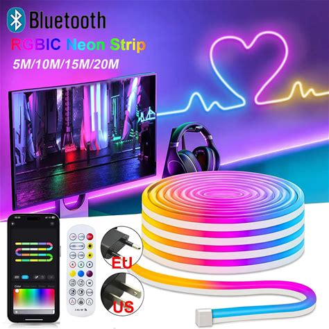 RGB ICネオンLEDライトストリップ DC24V 防水 Bluetoothアプリリモコン付き LEDルームライト 5m 10m 15m 20m LEDリボン RGBテープ