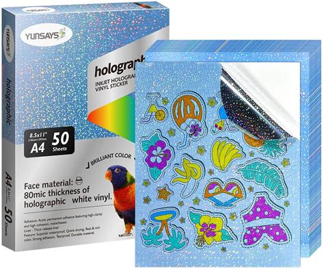 Holographic Star Pattern A4 8.511 Inch Printable Waterproof Sticker Paper Rainbow Vinyl Sticker Paper For Lnkjet Printer
