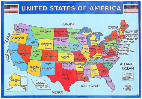 USA Map Educational Classroom Poster Teaching Geography Map Household Geography Poster Interesting L