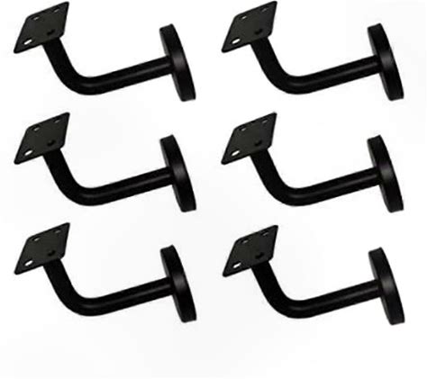 6-Pack Heavy Duty Stair Handrail Brackets For Flat Rails, 60mm X 60mm Stainless Steel Rail Supports Black
