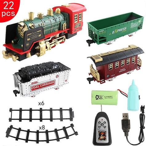 Remote Control Train Set,Electric R/C Train Toy For Kids W/Smokes,Lights & Sound,Railway Kits Ideal For 3 + Year Old Kids