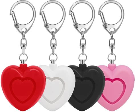 Cute 125Db Personal Women Self Defense Alarm Alert Heart Keychain With LED Light Heart Personal Alarm