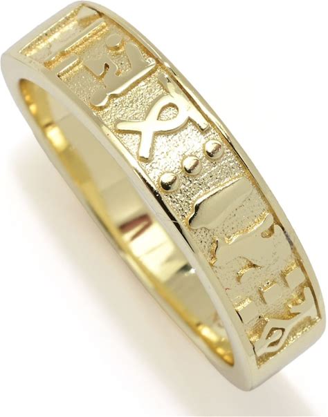 Passport To Egypt 18K Gold Plated Hieroglyphics Band Ring Yellow Gold Plated / 6