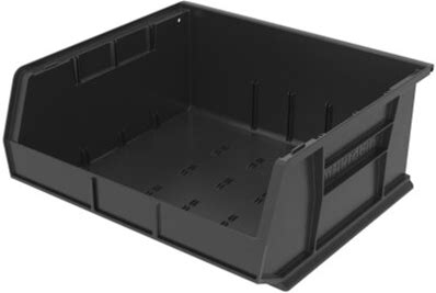 Durable Stackable Black Storage Bins 15X16x7 Heavy Duty Organizer For