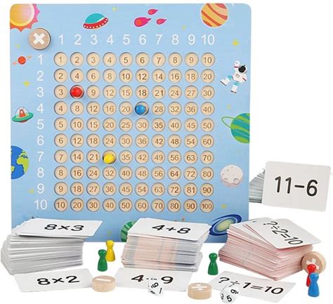 Montessori Math Wooden Multiplication Board Toy Math Addition Subtraction Multiplication Division Learning Material