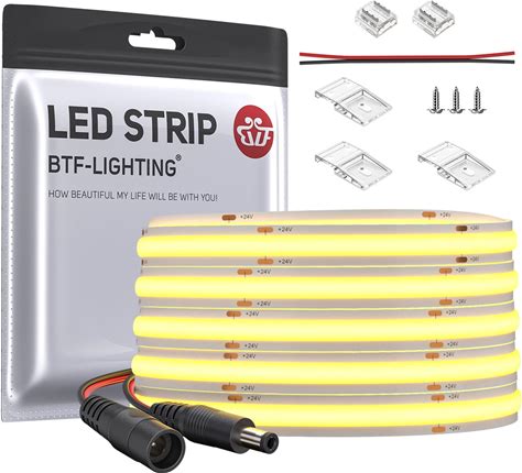 FCOB COB LEDテープライト 高密度 フレキシブル LEDテープライト 5M 528LEDs/m 2640LEDs/5m 昼白色 4000K 幅10mm ストリップライト DC24V 14W/m 調光可能 変形可能 切断可能 寝室 キッチンホーム 屋内装飾