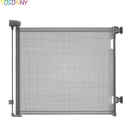 Kids Safety Doormesh Retractable Corner Stair Gate For Awkward Stairs