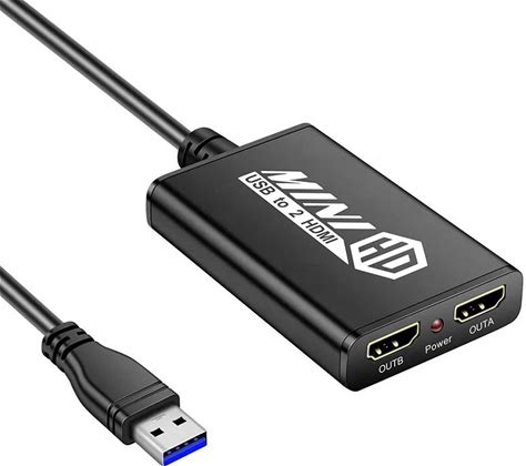 Factory Wholesale USB 3.0 Input To 2 HDMI Output Video Converter Adapter Cable With Audio Support 1080P 60Hz For Computer