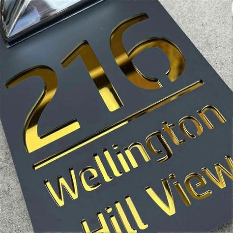 Solar Modern Door Plaque,Address Plaque Lighted With Led,Custom 3D Laser Engraving 2025