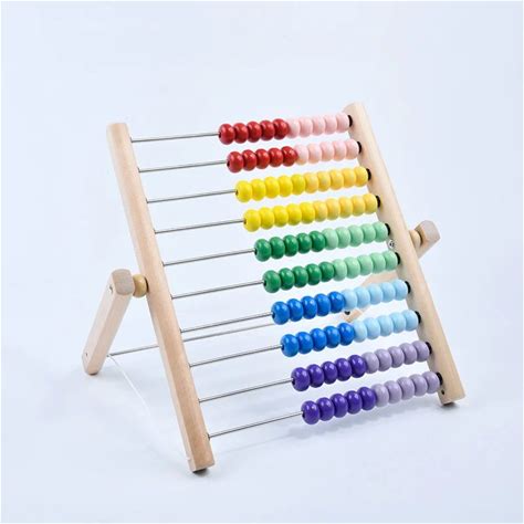 Large Pastel Rainbow Wood Abacus For Kids Math Learn Counting Adding & Subtracting Educational Toys For 3 Year Old And Up UNISEX