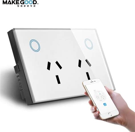 Makegood AU Standard Touch Sense Glass Panel GPO Power Point Smart WIFI Wireless Wall Socket Mobile Control