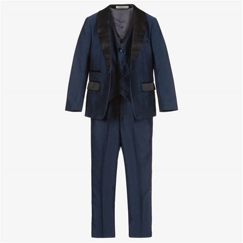 ROMANO Boys Navy Blue Satin Suit